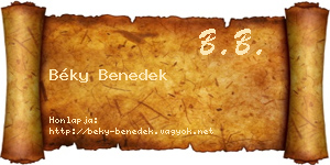 Béky Benedek névjegykártya