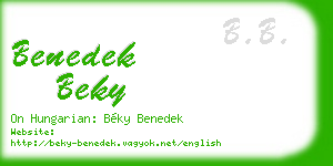 benedek beky business card